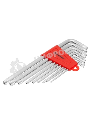 Набор ключей Matrix имбусовых TORX, 9 шт: T10-T50, CrV, удлиненные, сатин.