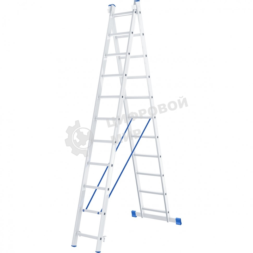 Лестница Сибртех, 2 х 11 ступеней, алюминиевая, двухсекционная