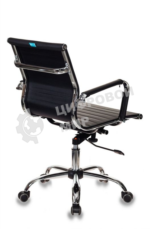 Кресло руководителя Бюрократ CH-883-LOW/BLACK черный, низкая спинка, искусственная кожа, крестовина хром