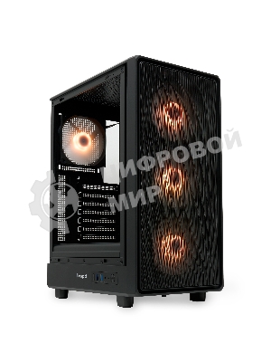 Компьютерный корпус HSPD M510, Mesh Mid Tower, черный, TG, 0.5 SPCC, 4x120мм ARGB ATX, mATX, mITX 180/280/160мм 1x2.5