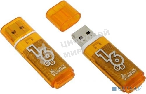 Флешка USB Smartbuy Glossy series Orange (SB16GBGS-OR), 16Gb, USB 2.0, R/W 25/15, оранжевый