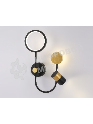 Настенный светодиодный светильник со сменной лампой Ambrella light FL51602/3 BK/GD черный/золото 11W 4200K+GU10 424*275*100