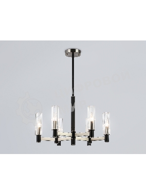 Люстра Ambrella light LH55501/6 SN/BK/CL сатин никель/черный/прозрачный E14*6 max 40W D570*760