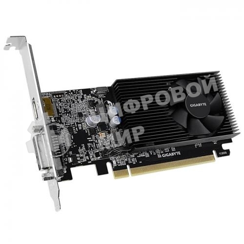 Видеокарта Gigabyte GV-N1030D4-2GL NVidia GeForce GT 1030, 2Gb DDR4/64-bit, PCI-Ex16 3.0, DVI-Dx1, HDMI2.0bx1, LP, 2-slot cooler, Retail