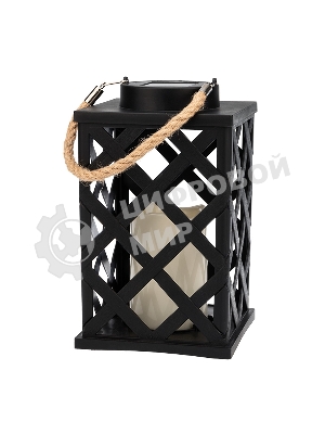 Декоративный фонарь Neon-night на солнечной батарее 14х14х24 см, черный плетеный корпус, теплый белый цвет свечения