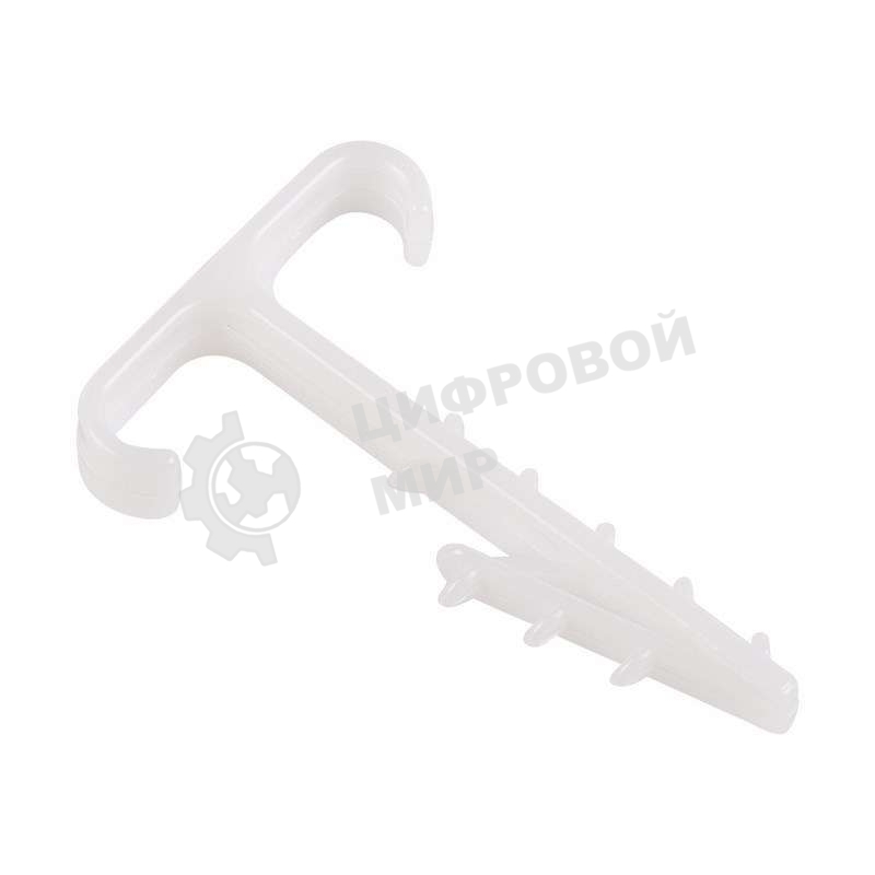 Дюбель-хомут нейлоновый Т-образный Rexant для двух плоских кабелей, 2x12 мм, белый (КФ), упаковка 100 шт.