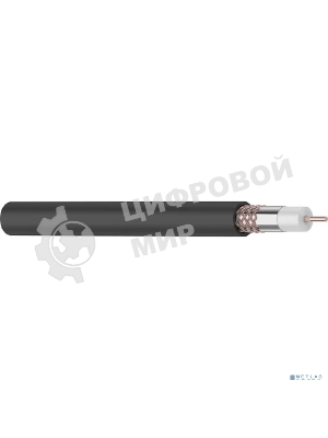 Кабель коаксиальный Rexant RG-6U+Cu, 75 Ом, Cu/Al/Cu, 64%, бухта 100 м, черный OUTDOOR