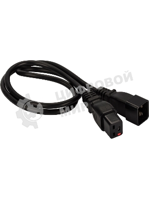 Шнур питания Lanmaster с блокировкой C19-C20, 3х1.5, 220В, 16А, черный, 3 метра