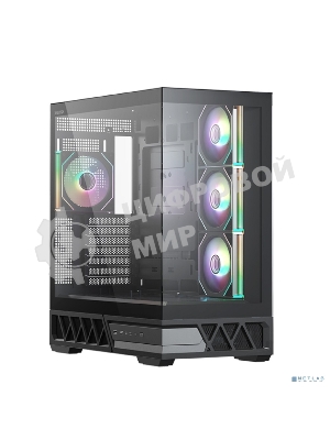 Компьютерный корпус XASTRA Q700 4ARGB-C10-UC Black ATX/Aquarium/Screewless/4x120mm ARGB PWM mirror fans/Argb+PWM HUB 10port/Type C Q700-4FM12A-C10-UC