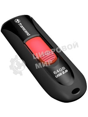 Флешка USB Transcend JetFlash 590 (TS64GJF590K), 64Gb, USB 2.0, R/W 25/15, черный/красный