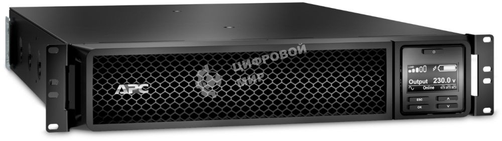 Источник бесперебойного питания APC Smart-UPS SRT, 1000VA/1000W, On-Line, Extended-run, Rack 2U (Tower convertible), черный