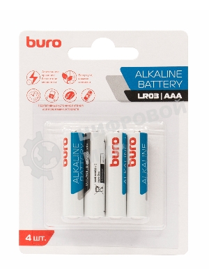 Батарея Buro Alkaline LR03 AAA (4шт) блистер