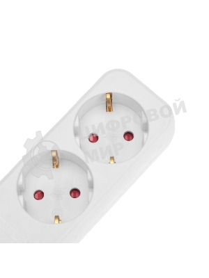 Удлинитель STANDARD 3 гнезда, 5м, 3х1,0мм², с/з, с выключателем, белый REXANT