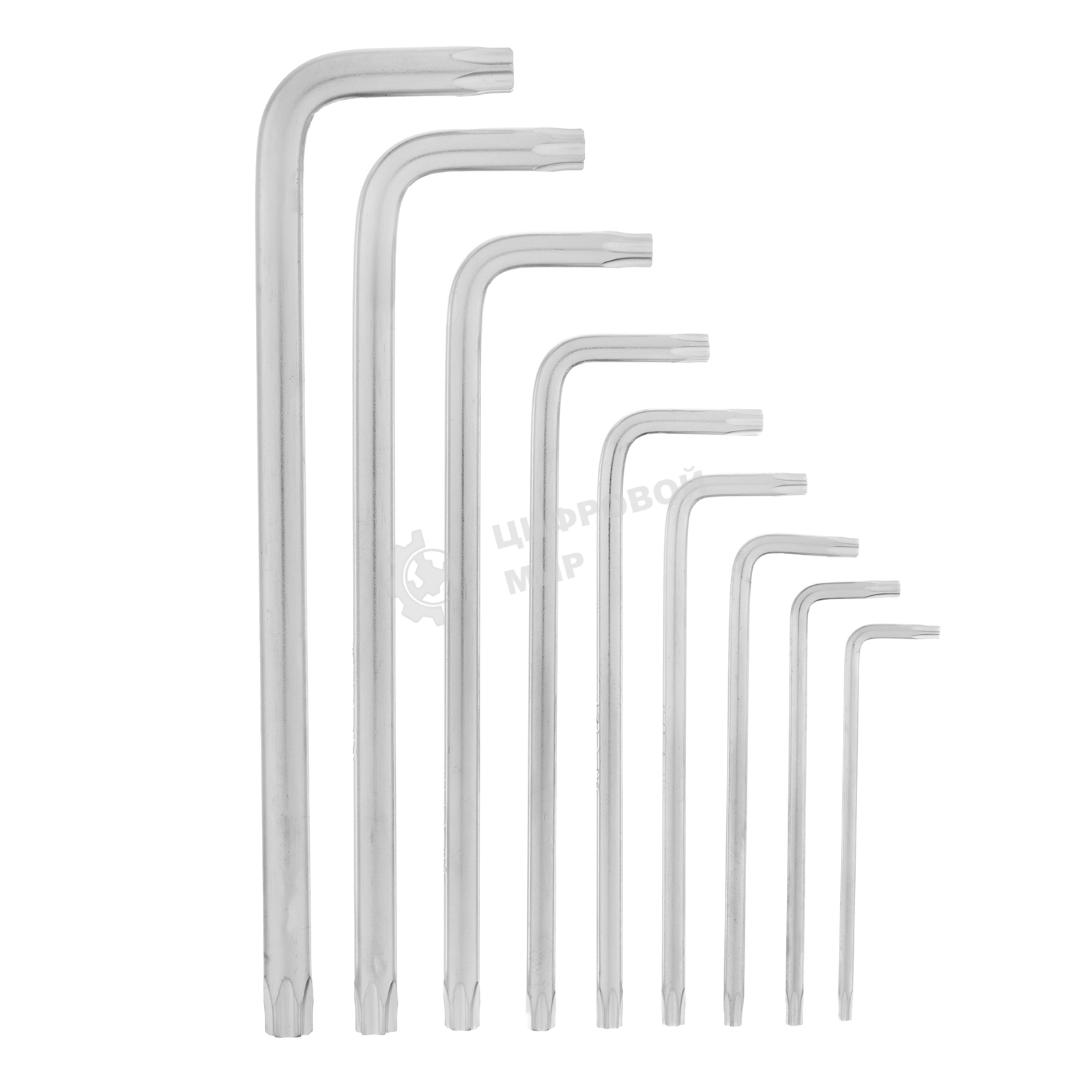 Набор ключей Matrix имбусовых TORX, 9 шт: T10-T50, CrV, удлиненные, сатин.