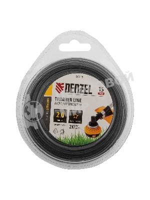 Леска для триммера Denzel двухкомпонентная звезда, 2,0мм х 15м, блистер EXTRA CORD