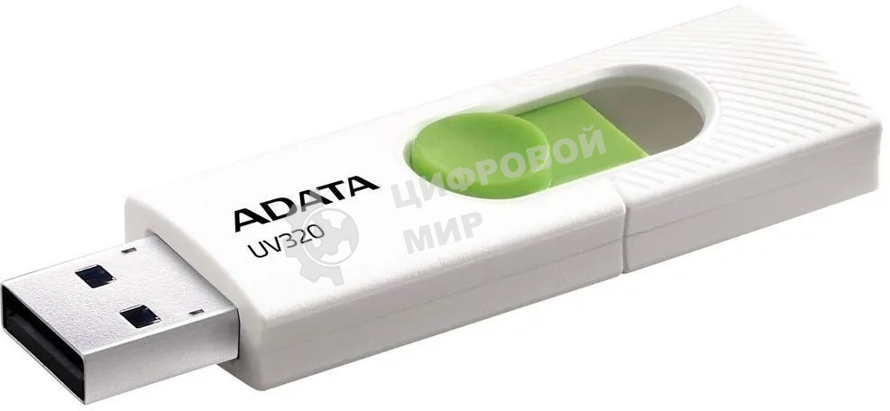Флешка USB ADATA UV320 (AUV320-64G-RWHGN), 64Gb, USB 3.2 Gen1, R/W 100/30, белый/зеленый