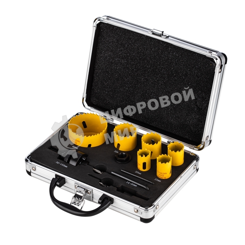 Набор коронок Kranz Bimetal (20, 22, 25, 30, 35, 60), 11 предметов, металлический кейс