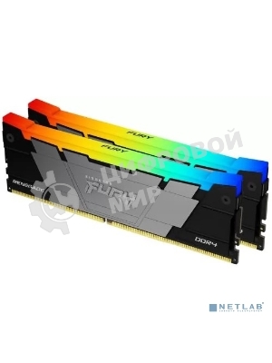 Оперативная память Kingston Fury Renegade, DDR4, 64Gb (2x32GB), 3200MHz, CL16, DIMM, радиатор, RGB, серебристый/черный