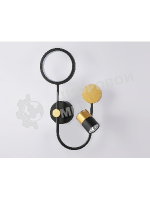 Настенный светодиодный светильник со сменной лампой Ambrella light FL51602/3 BK/GD черный/золото 11W 4200K+GU10 424*275*100