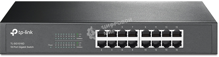Коммутатор TP-Link SMB TL-SG1016D неуправляемый настольный/19U 16x10/100/1000BASE-T