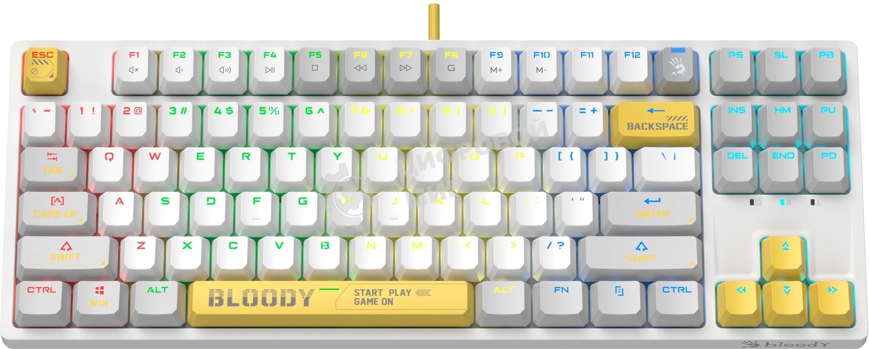 Клавиатура проводная A4Tech Bloody S87 Energy (S87 USB ENERGY WHITE) USB белый/желтый