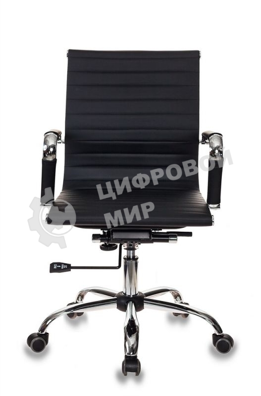 Кресло руководителя Бюрократ CH-883-LOW/BLACK черный, низкая спинка, искусственная кожа, крестовина хром