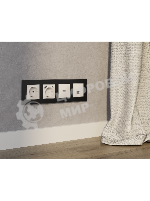 Комплект механизма компьютерной розетки ALFA Бежевый матовый RJ-45(8P8C) CAT6 с шторкой QUANT (AP3320, VM188) MA332010