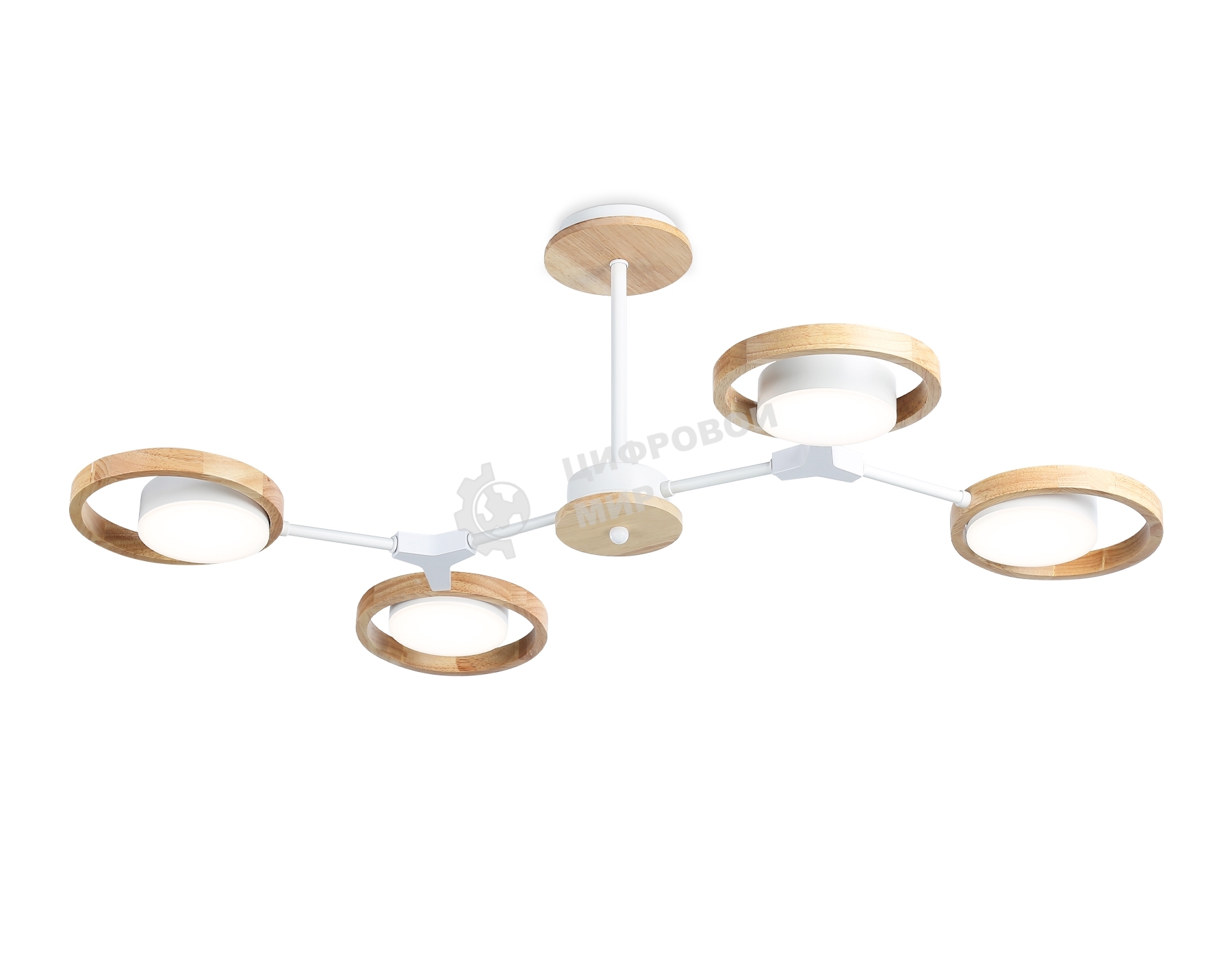 Подвесной светодиодный светильник Ambrella light FL51609/4 WH/LW белый/светлое дерево 3000K/4200K/6400K 28W 825*530*285 (Без ПДУ)