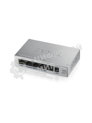 Коммутатор Zyxel GS1005HP Switch PoE +, 5xGE (4xPoE +), desktop, metal, silent, PoE budget 60 W
