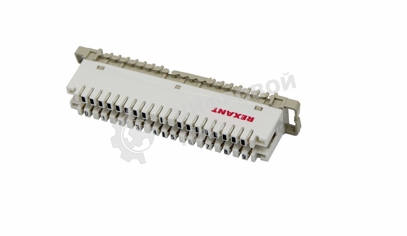 Плинт Rexant на 10 пар размыкаемый, маркировка 0-9 (монтаж на рейку)