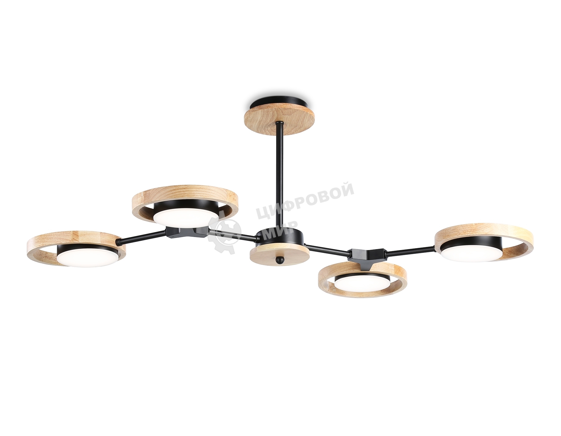 Подвесной светодиодный светильник Ambrella light FL51611/4 BK/LW черный/светлое дерево 3000K/4200K/6400K 28W 825*530*285 (Без ПДУ)