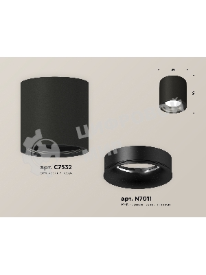 Светильник Ambrella Light XS7532021 SBK/PBK черный песок/черный полированный MR16 GU5.3 (C7532, N7011)