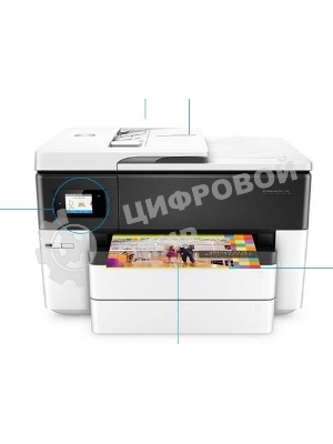 МФУ струйное HP OfficeJet Pro 7740 (G5J38A) Wide Format AiO цветной струйный принтер/копир/сканер/факс, А3, 22/18 стр/мин, ADF, дуплекс, USB, Ethernet, WiFi, белый/черный