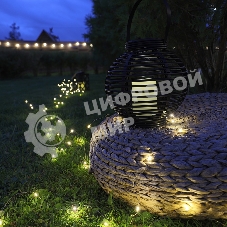 Декоративный фонарь Neon-night на солнечной батарее 20х20х22 см, черный плетеный корпус, теплый белый цвет свечения