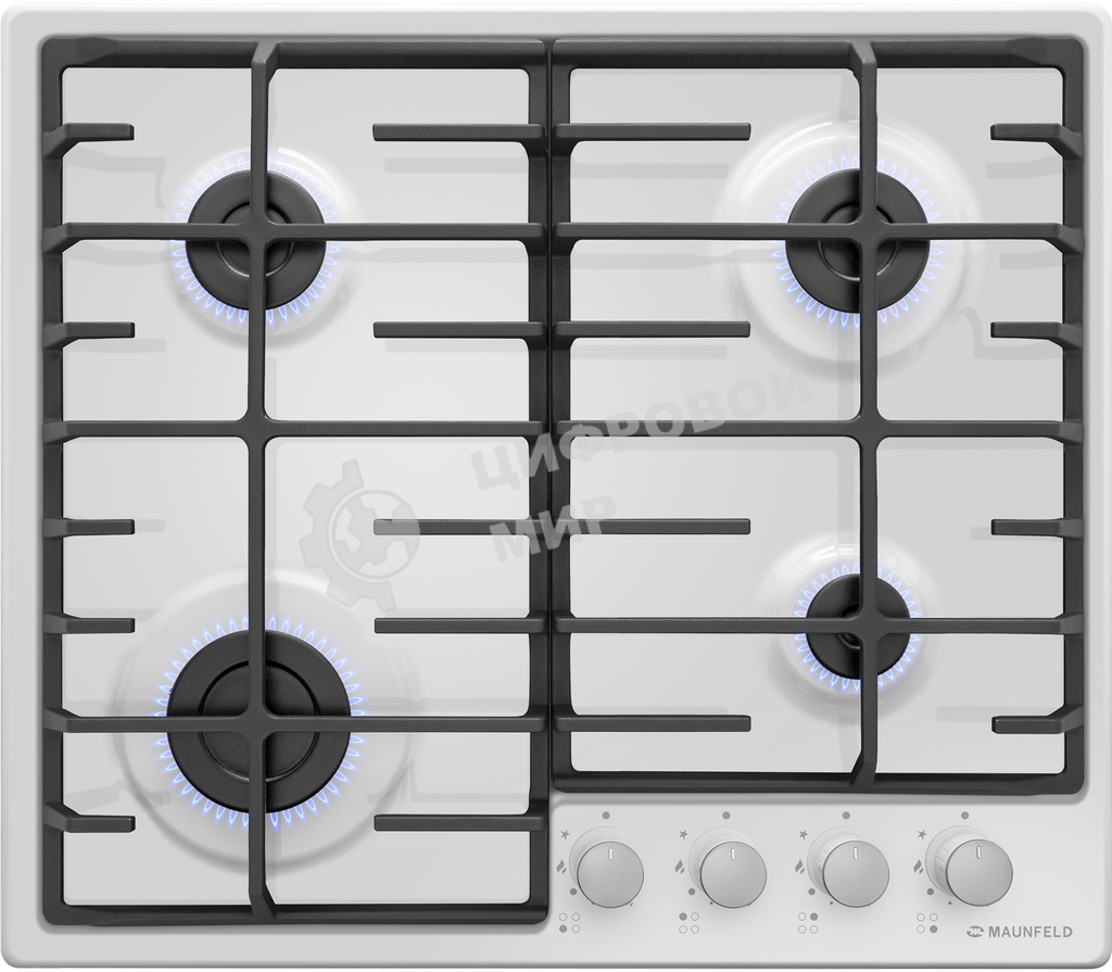 Газовая варочная панель Maunfeld EGHE.64.6CW/G, 4 конфорки, эмалированная сталь, белый