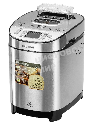 Хлебопечка Hyundai HYBM-M0313G серебристый/чёрный, 600 Вт, 0.9 кг, 13 программ