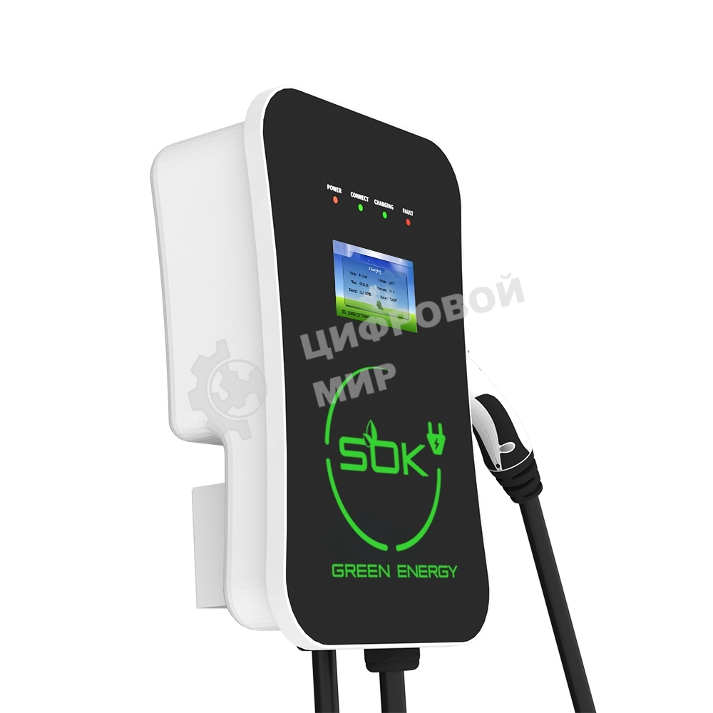 Зарядная станция S'OK Green Energy M3W Series Wallbox EV Charger SM3W10732542-5, 1-phase, 7kw (32a/220v), ocpp 1.6j, ip54, кабель 5м