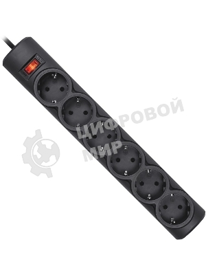Сетевой фильтр Defender DFS 155/6 розеток/черный/5.0 м