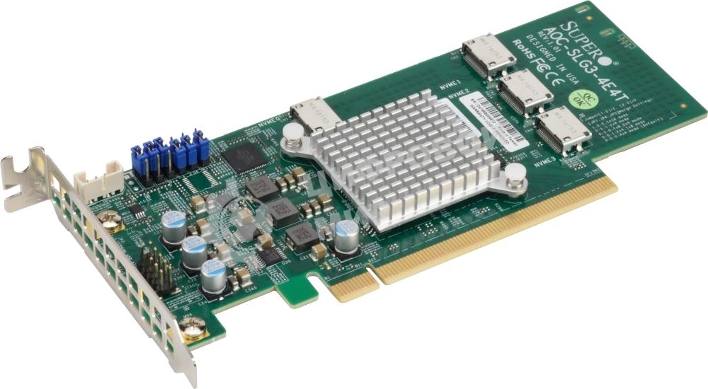Плата коммуникационная SuperMicro Quad port OCuLink retimer NVMe SSD add-on card for PCIe3 x16 slot