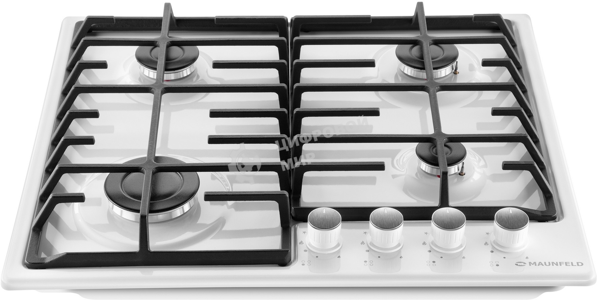 Газовая варочная панель Maunfeld EGHE.64.6CW/G, 4 конфорки, эмалированная сталь, белый