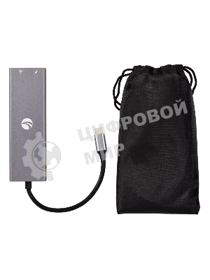 Адаптер VCOM CU459 Type-Cm --> RJ-45+2USB3.0(f) + PD100 Вт Alum Shell