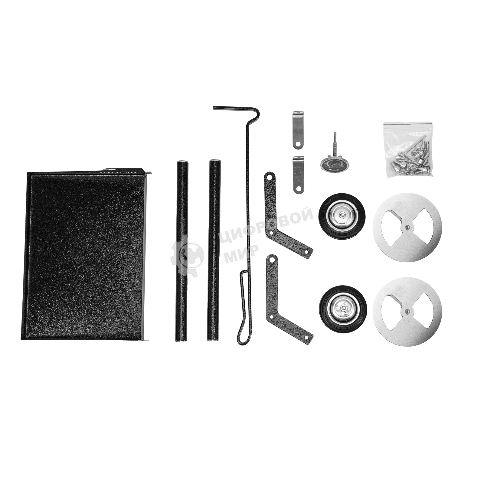 Мангал Palisad Camping на колесах с крышкой-барбекю, 662х390х920, сталь 2 мм, термометр, кочерга