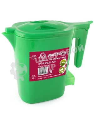 Чайник электрический Мастерица ЭЧ 0,5/0,5-220, пластик, зеленый, 500 Вт, 0,5 л, шкала уровня воды