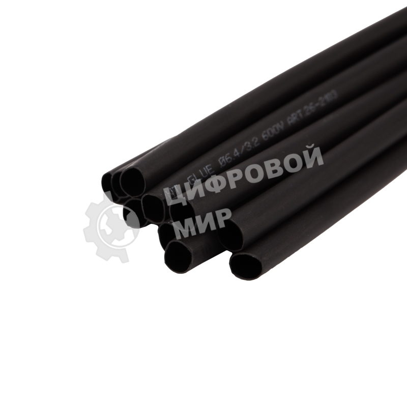 Трубка термоусаживаемая двухстенная клеевая Rexant 6.4/3.2мм (уп.10шт) по 1м черный