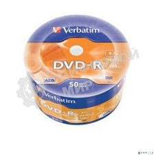 Диск DVD-R Verbatim 4.7Gb 16x Cake Box (50шт) (43788)