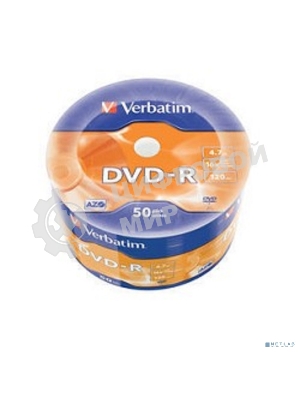 Диск DVD-R Verbatim 4.7Gb 16x Cake Box (50шт) (43788)