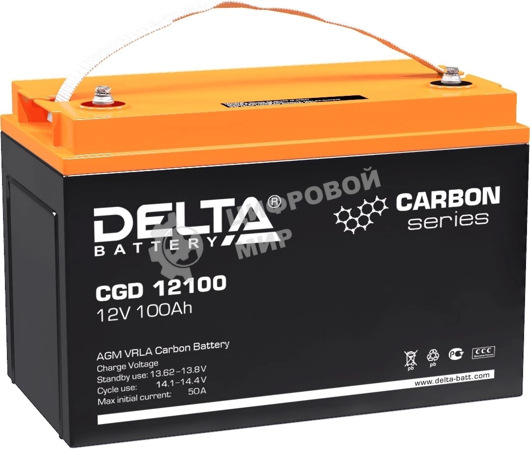 Аккумуляторная батарея Delta CGD 12100 напряжение 12В, емкость 100Ач (330х173х212мм)