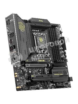 Материнская плата MSI MAG B860M MORTAR WIFI, LGA 1851, Intel B860, 4xDDR5 (до 256 ГБ), 4xSATA, 3xM.2 (1xPCIe 5.0, 2xPCIe 4.0), 1xPCIe 5.0 x16, 1xPCIe 4.0 x4, 1xHDMI, 1xDP, 1x5Gb LAN, Wi-Fi 7, Bluetooth 5.4, 1xUSB-C 40Gbps (Thunderbolt 4), 1xUSB-C 10Gbps, 3xUSB-A 10Gbps, 4xUSB-A 2.0, 3x3.5 мм + S/PDIF оптический, 7.1, чёрный, mATX