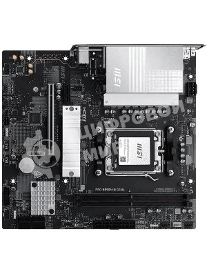 Материнская плата MSI PRO B850M-B GEN4, AM5, AMD B850, 2xDDR5 (до 128 ГБ), 4xSATA, 2xM.2 (1xPCIe 5.0, 1xPCIe 4.0), 1xPCIe 4.0 x16, 1xPCIe x1, 1xHDMI, 1xDP, 1x2.5Gb LAN, 1xUSB-C 5Gbps, 3xUSB-A 5Gbps, 2xUSB-A 2.0, 3x3.5 мм, 7.1, чёрный/серебристый, mATX