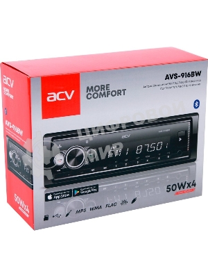 Автомагнитола ACV AVS-916BW, 1 DIN, Bluetooth, USB Type-A, AUX